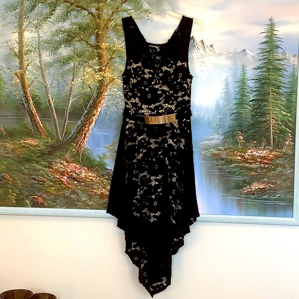 Black and Gold Asymmetrical Dress